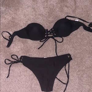 Black tie swimsuit